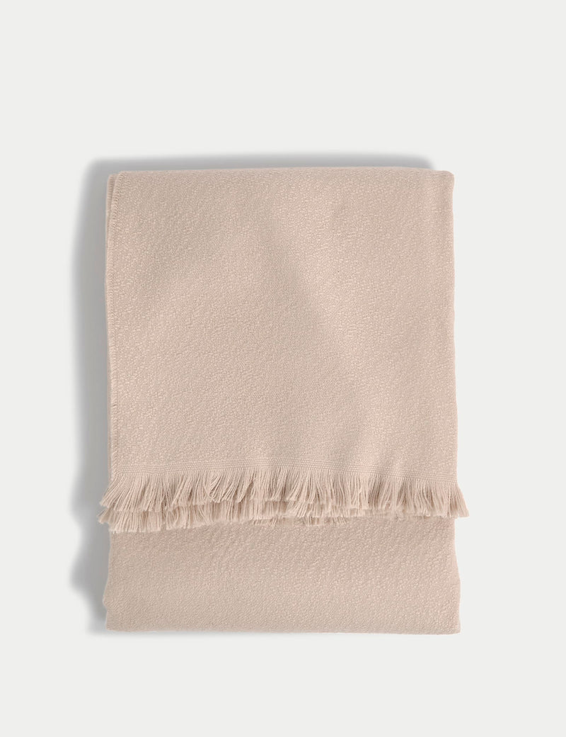 Soft textured throw 130x170cm chenille finish fringed edges, imported from the UK