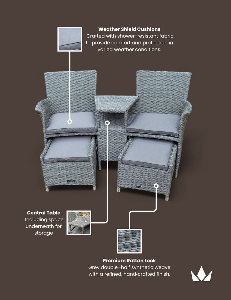Royalcraft garden companion chairs with table two-seat set - British product