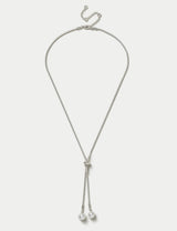 M&S Pearl Cream Long Lariat Necklace- Buy online at McGrocer