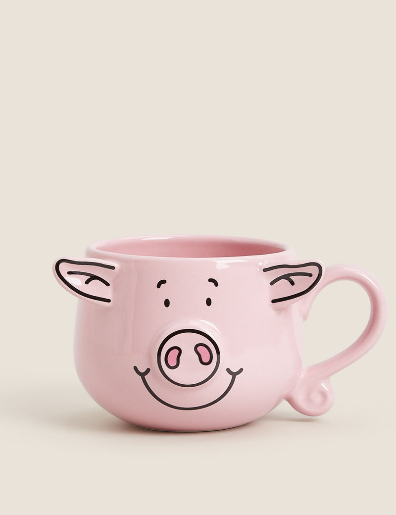 Percy Pig mug with 3D detailing and curly tail handle - British product