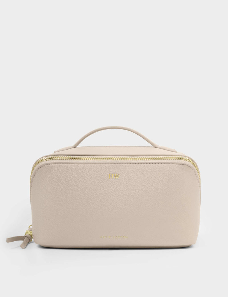 Katie Loxton large toiletry bag soft suedette gold details (British brand)