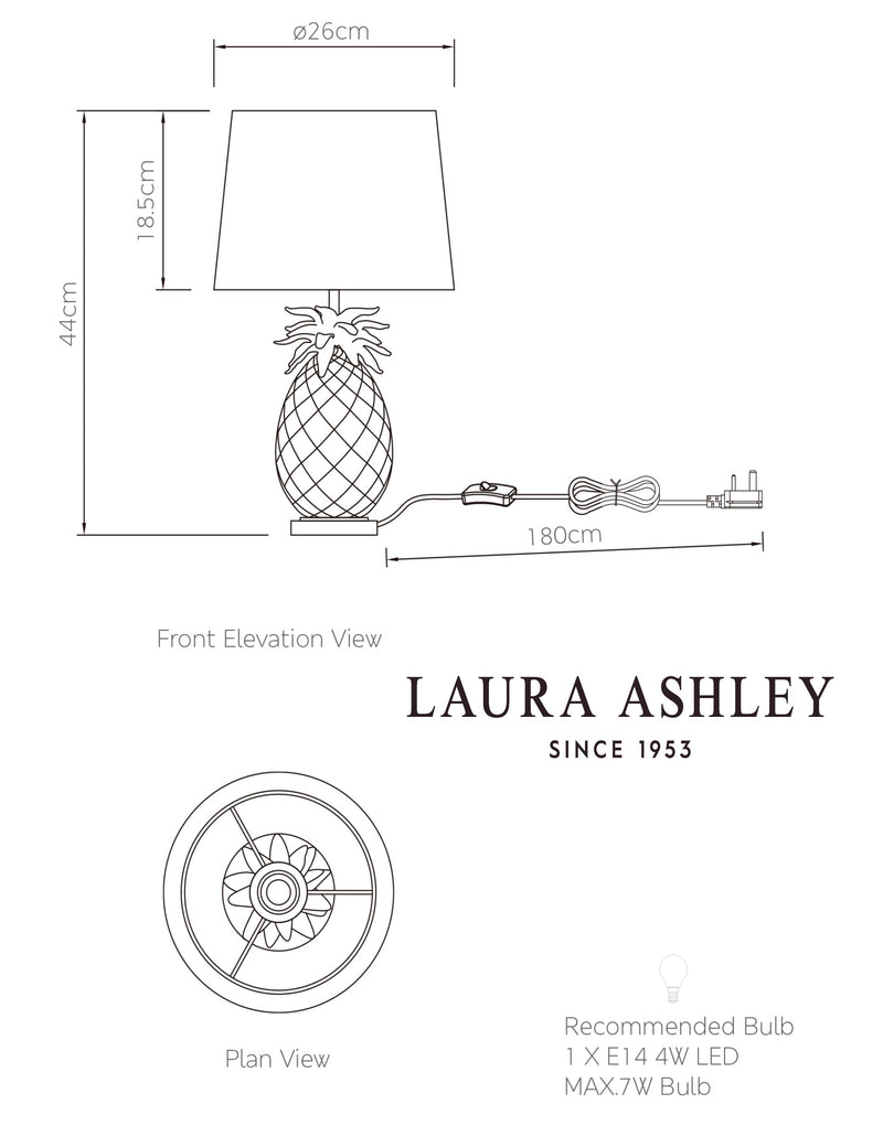 Laura Ashley pineapple glass table lamp (British brand)