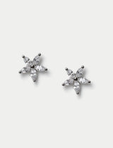 M&S Platinum Cubic Zirconia Flower Stud Earrings- Buy online at McGrocer