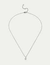 M&S Platinum Cubic Zirconia Flower Necklace- Buy online at McGrocer