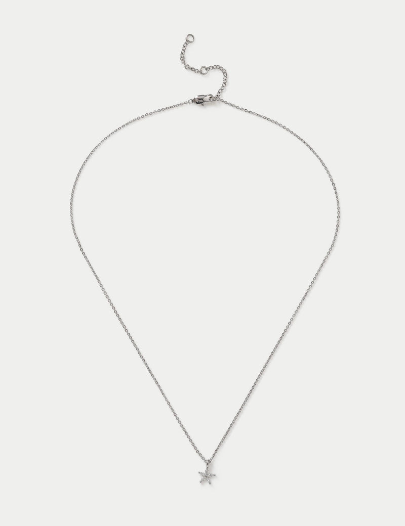 Collier fleur en zircone cubique de platine - Produit britannique