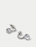 Platinum plated cubic zirconia circle drop earrings 13mm, imported from the UK