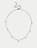 Platinum plated droplet necklace with cubic zirconia, imported from the UK