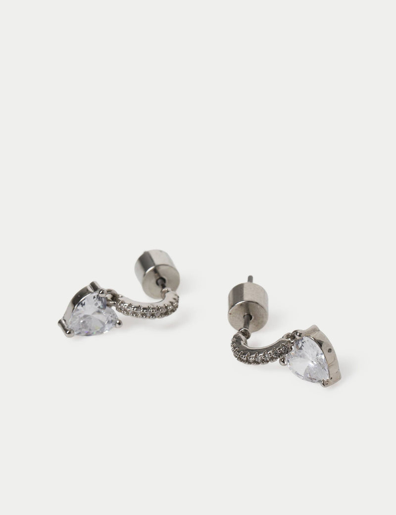 M&S platinum plated heart drop earrings 18mm - British product