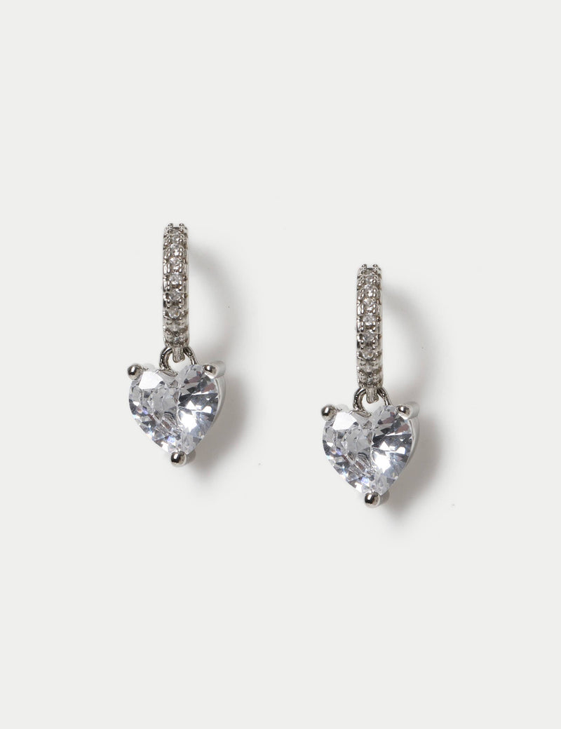 M&S platinum plated heart drop earrings 18mm - British product