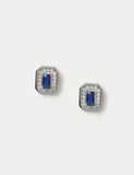 Platinum plated rectangle stud earrings with cubic zirconia, UK version