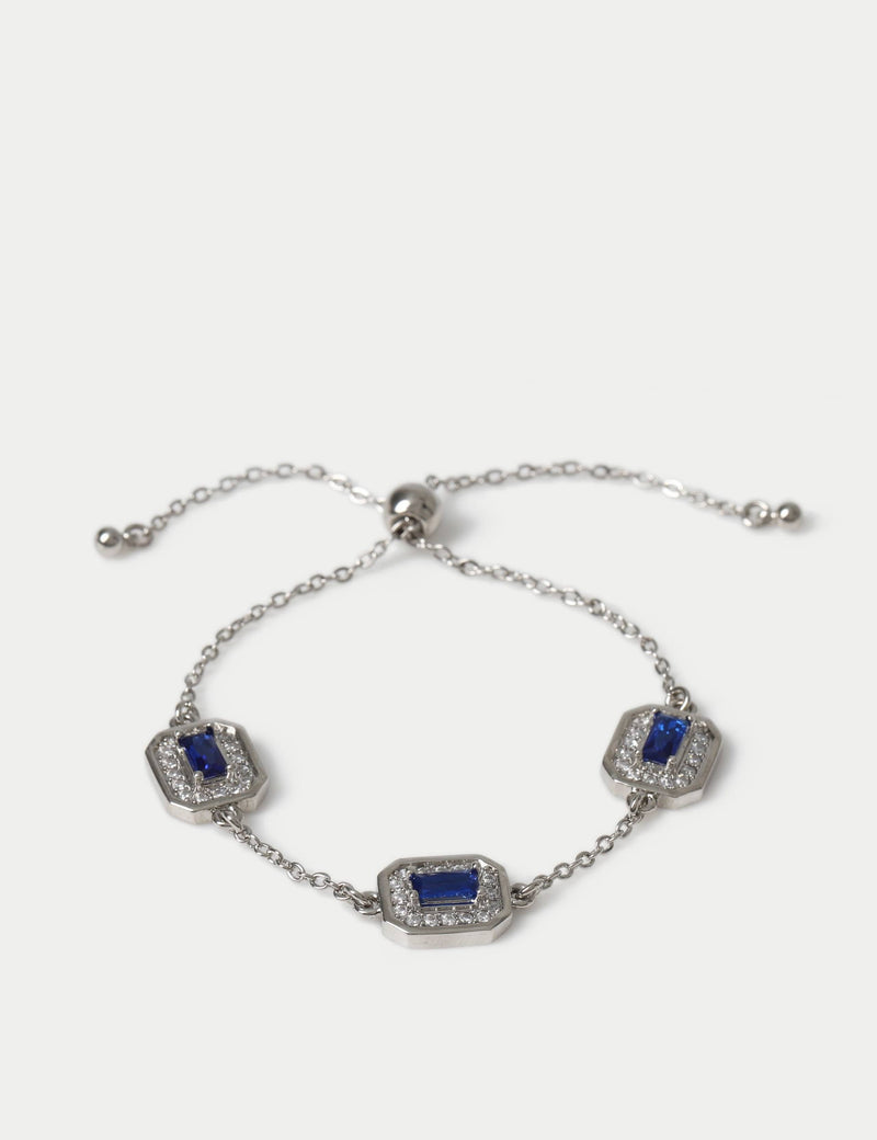 Platinum plated toggle bracelet with cubic zirconia stones - British product