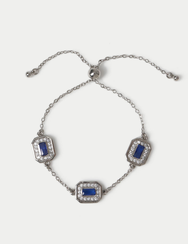 Platinum plated toggle bracelet with cubic zirconia stones - British product