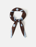 Accessorize polka dot scarf in powder blue with chocolate dots, satin - British product