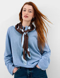 Accessorize polka dot scarf in powder blue with chocolate dots, satin - British product