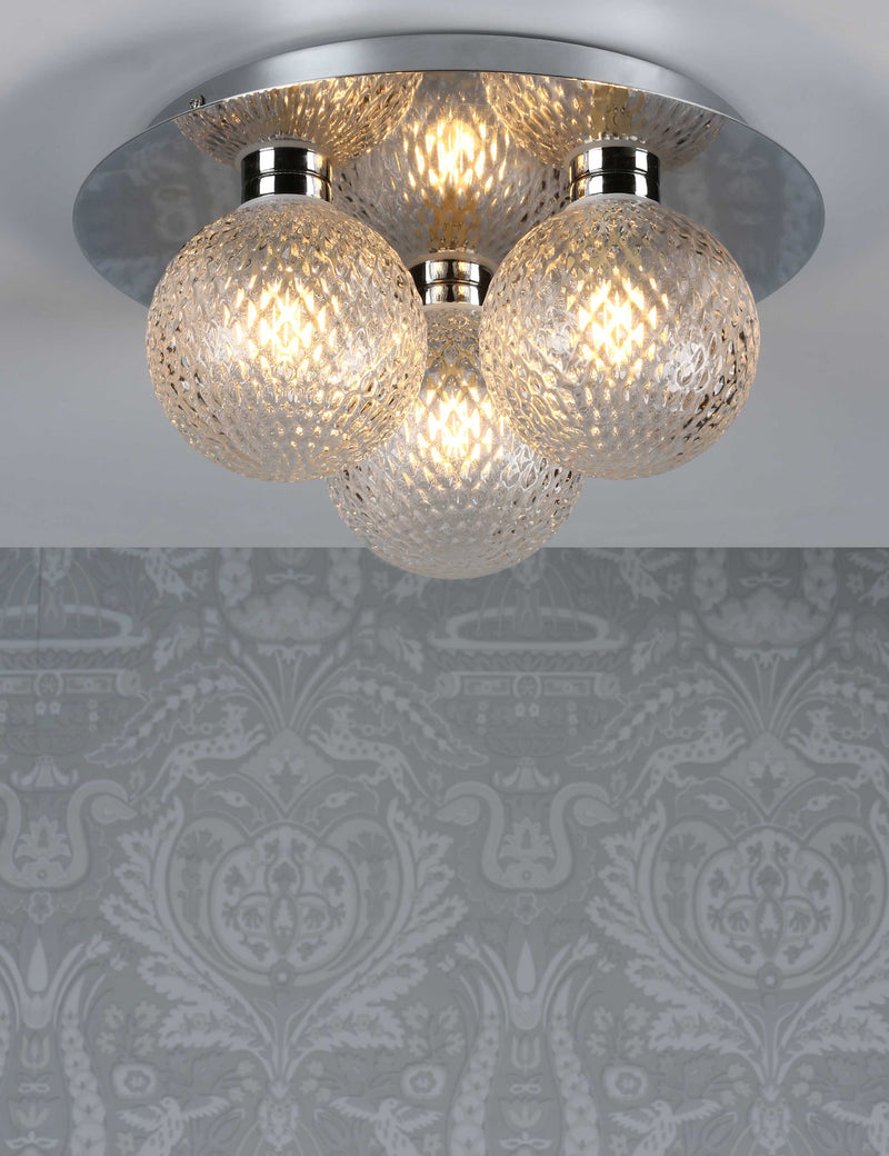 Laura Ashley Prague faceted glass flush ceiling light, imported from the UK