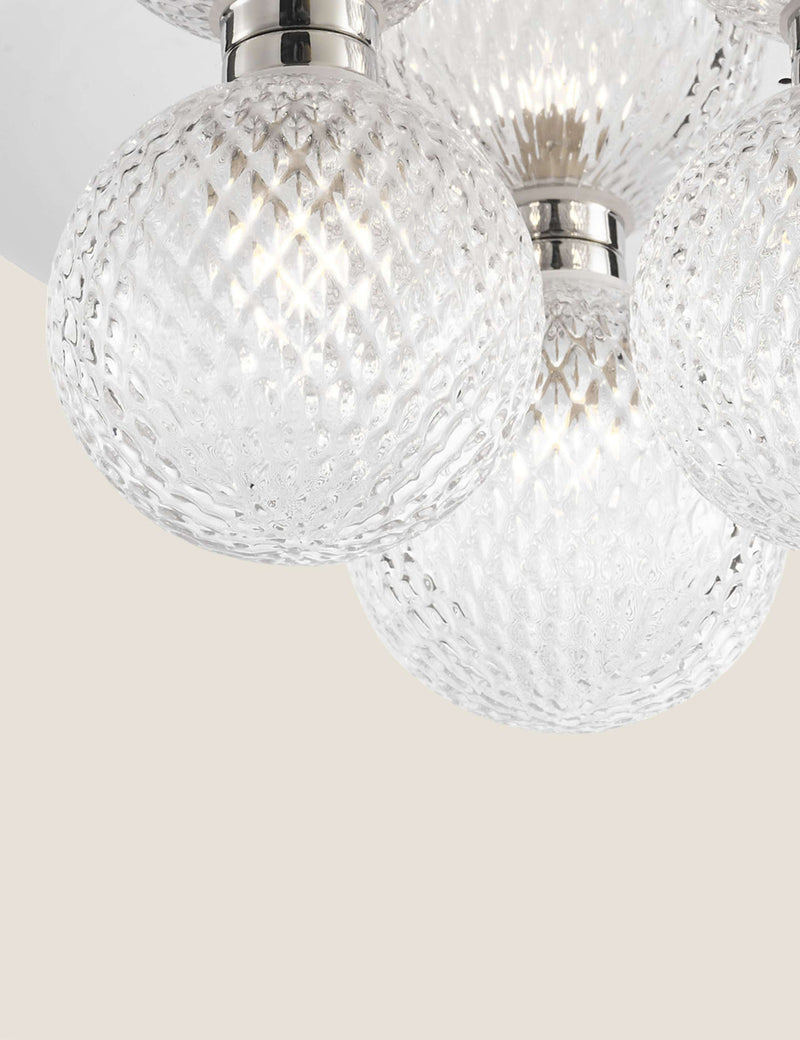 Laura Ashley Prague faceted glass flush ceiling light, imported from the UK