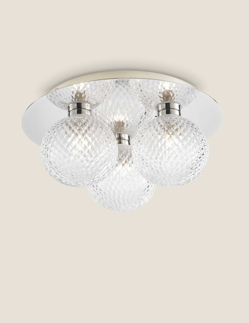 Laura Ashley Prague faceted glass flush ceiling light, imported from the UK