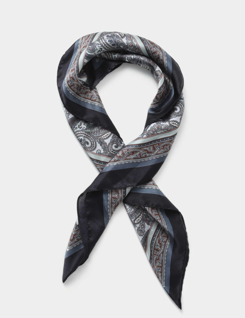 M&S printed paisley blue and white scarf (British brand)