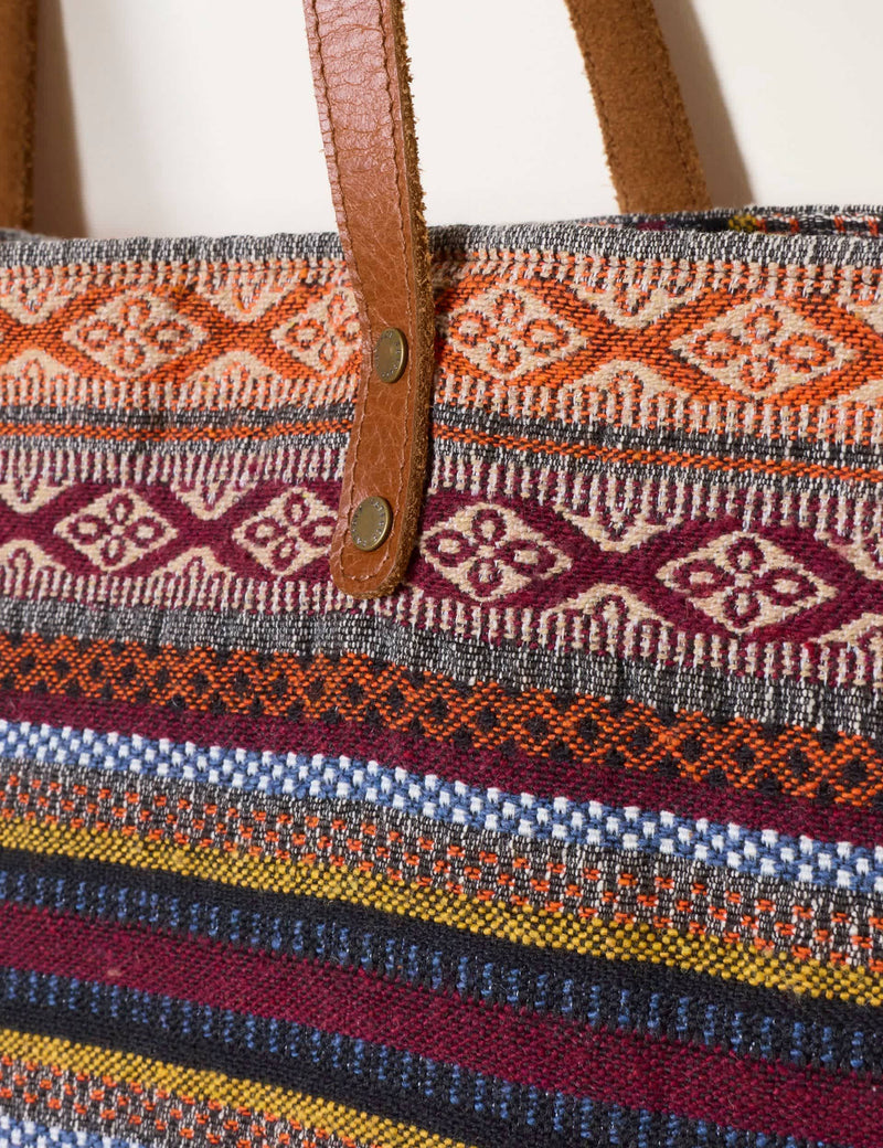 FatFace printed tote bag with leather handles, UK version