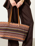 FatFace printed tote bag with leather handles, UK version