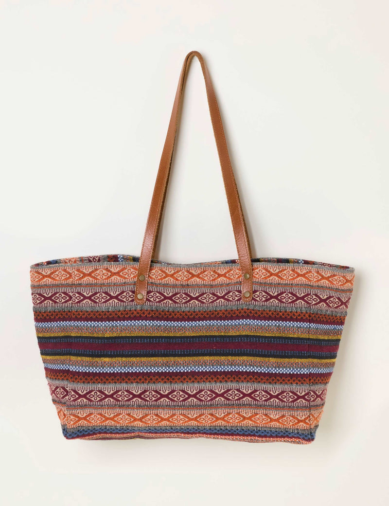 FatFace printed tote bag with leather handles, UK version