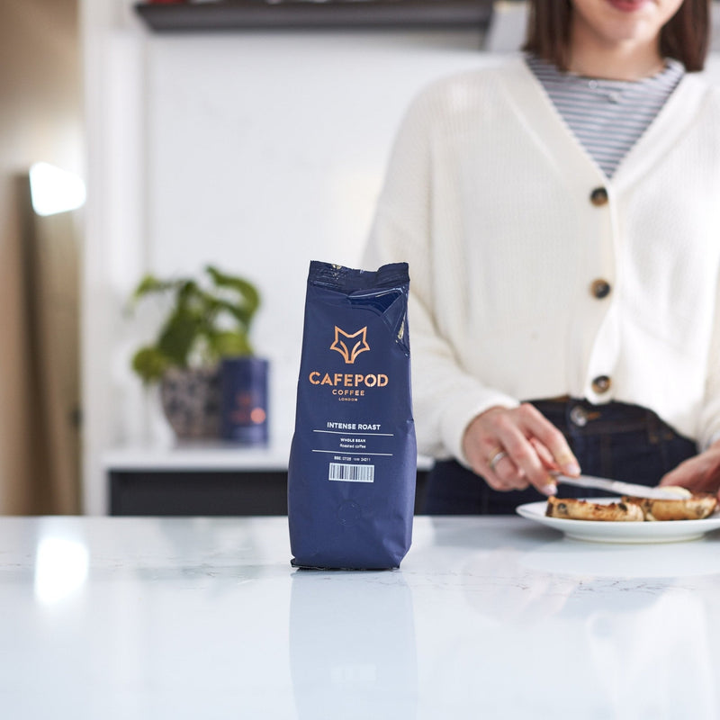 Intense Roast Dark Coffee Beans 200g, imported from the UK