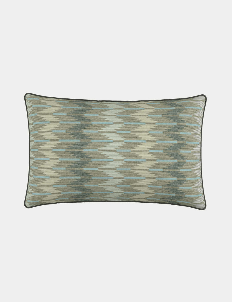 Bedeck Alessie cushion in ikat print, rectangular shape (British brand)