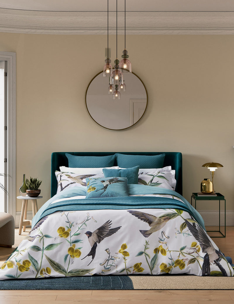 Pure cotton botanical birds bedding set, imported from the UK