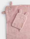 Pure cotton bunny hooded towel set and wash mitts (British brand)