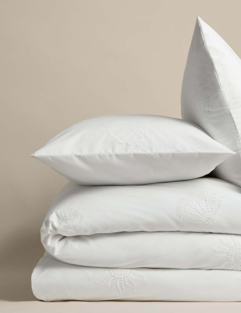 Pure cotton coastal broderie bedding set - British product