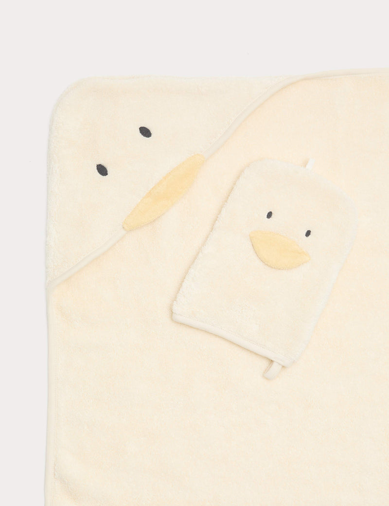 Duck towel and mitt set pure cotton baby hooded towel (British brand)