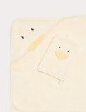 Duck towel and mitt set pure cotton baby hooded towel (British brand)