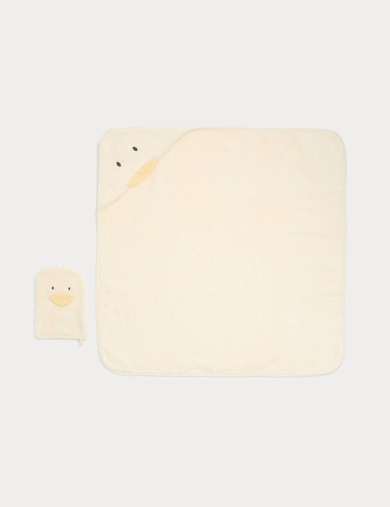 Duck towel and mitt set pure cotton baby hooded towel (British brand)