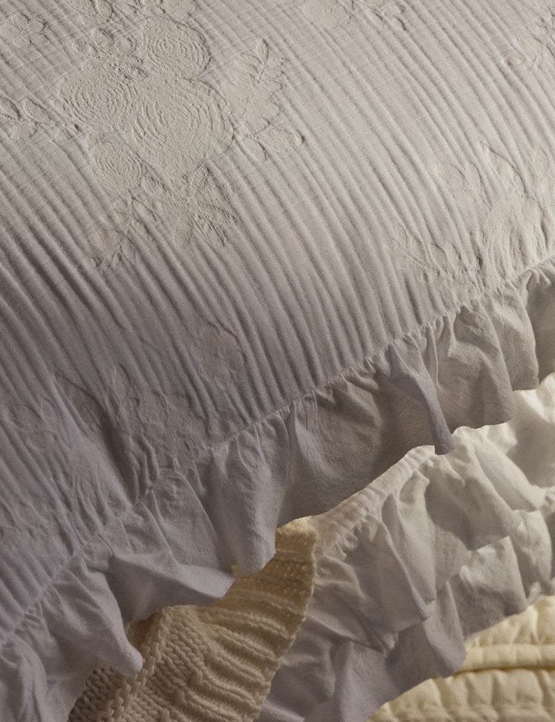Pure cotton floral jacquard ruffle bedding set - British product