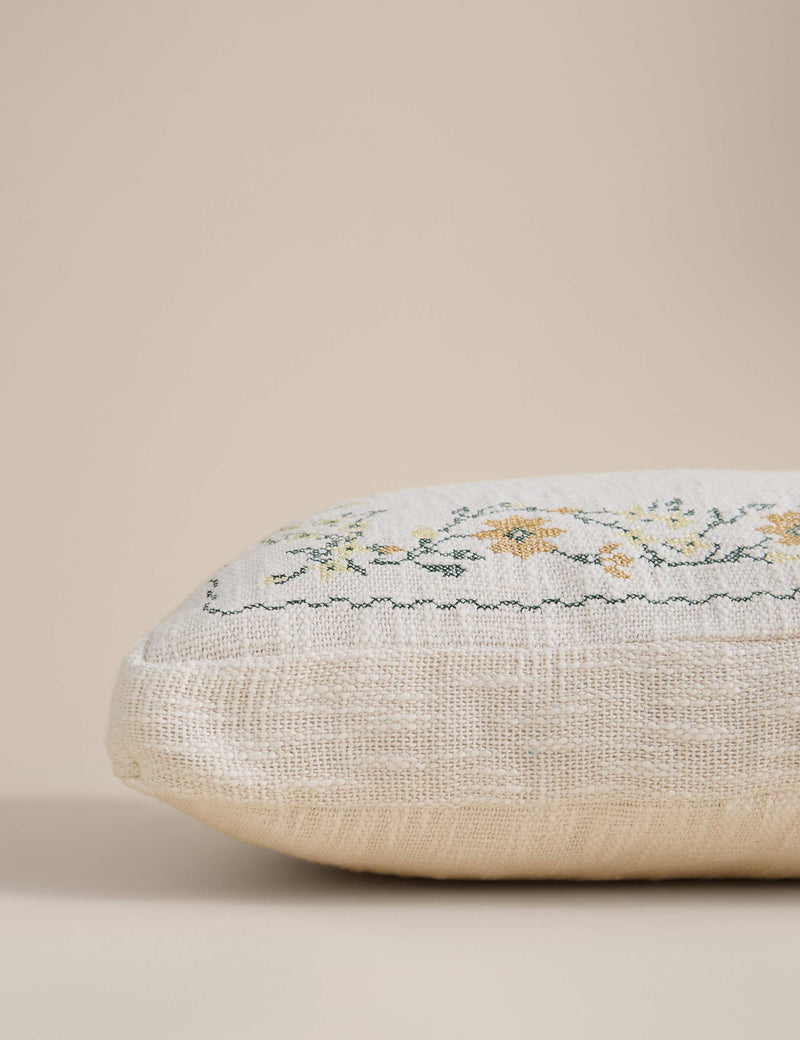 Cushion with floral stitch design 55cm, UK version