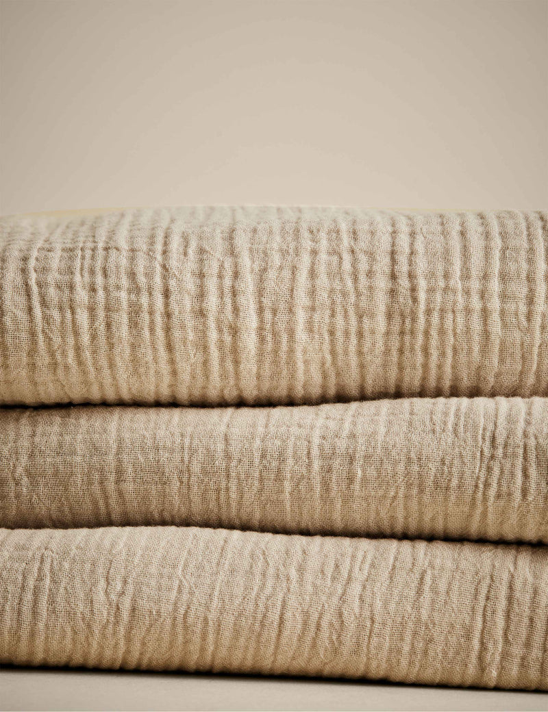 Pure cotton frayed edge muslin tablecloth 140x230 cm, imported from the UK