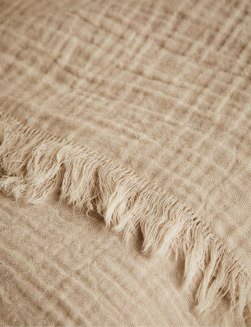 Pure cotton frayed edge muslin tablecloth 140x230 cm, imported from the UK