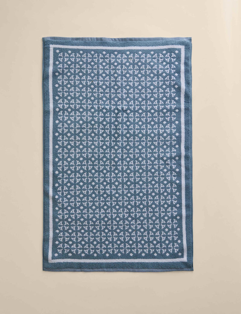 Pure cotton geometric bath mat, imported from the UK