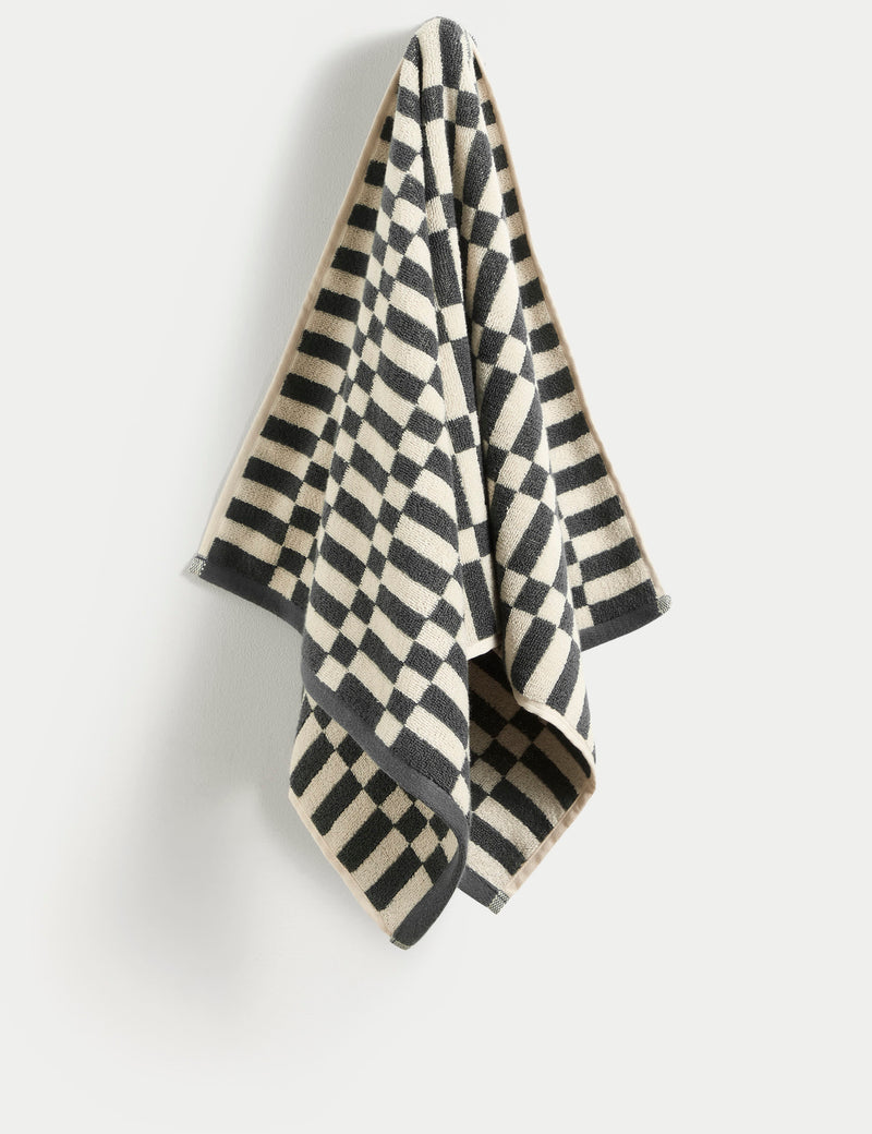 Geometric check bath towel, imported from the UK