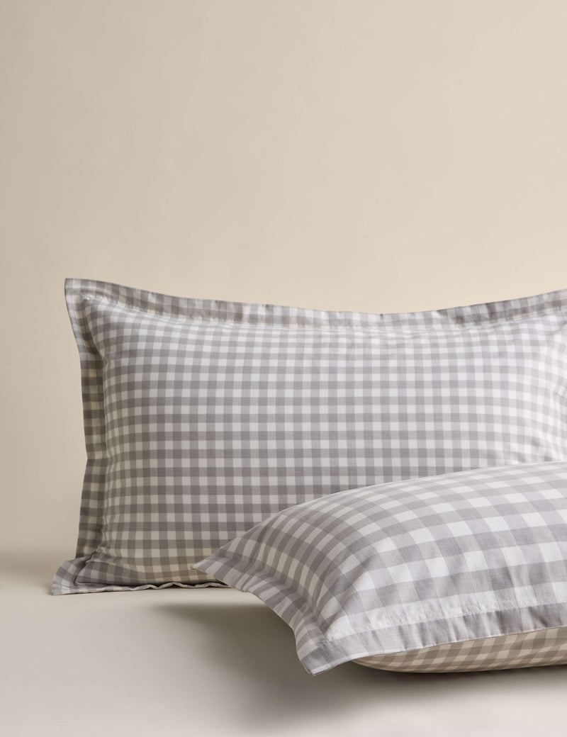 Pure cotton gingham reversible bedding set (British brand)