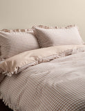 Pure cotton gingham ruffle bedding set single, imported from the UK