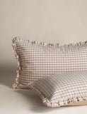 Pure cotton gingham ruffle bedding set single, imported from the UK