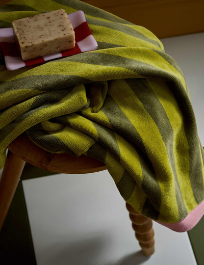 M&S Land & Shore Pure Cotton Grass Stripe Towel- Buy online at McGrocer