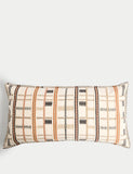 Pure cotton grid embroidered bolster cushion, imported from the UK