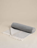 Pure cotton hammam beach towel with tasselled trims - British product
