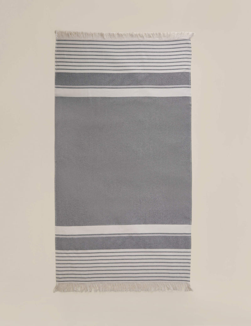 Pure cotton hammam beach towel with tasselled trims - British product