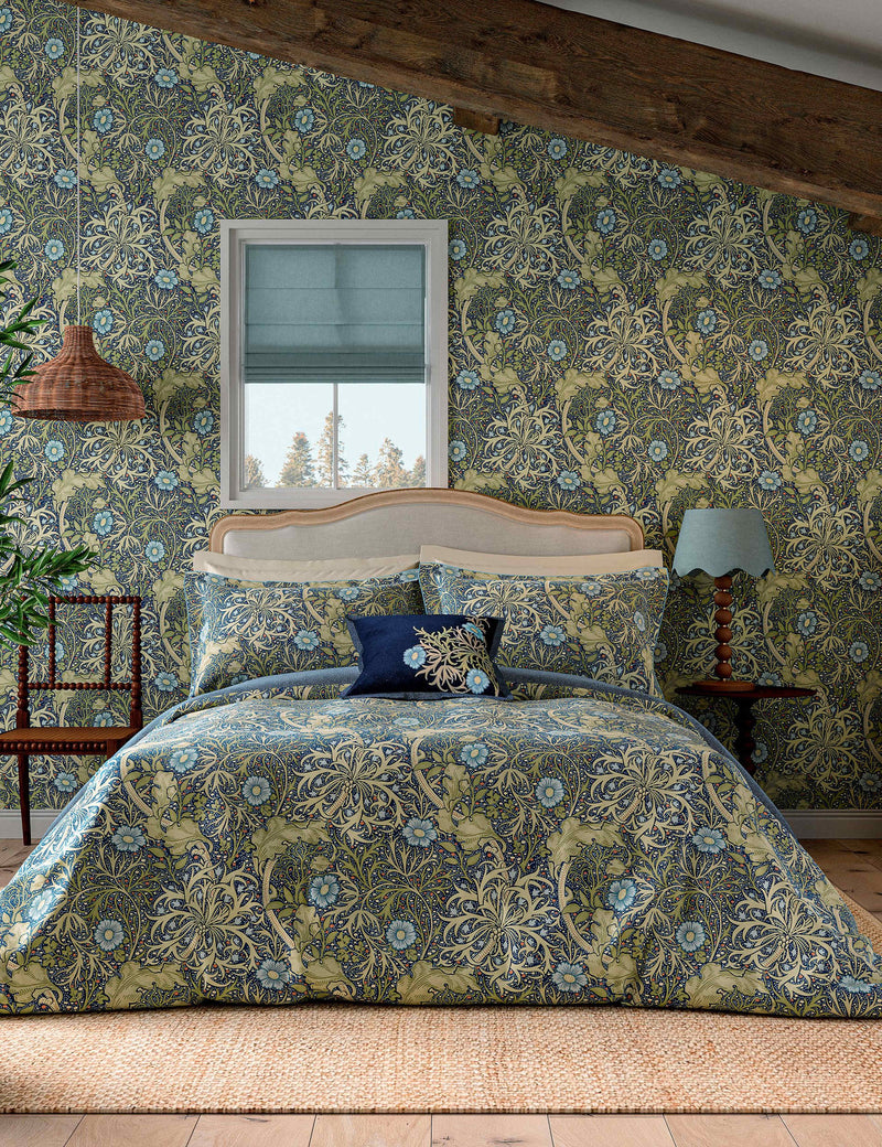 Morris & Co pure cotton bedding set seaweed design (British brand)