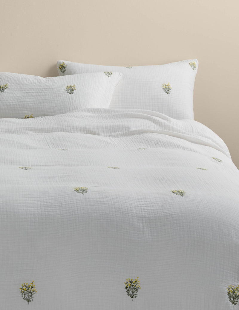 Muslin floral sprig bedding set, pure cotton - British product