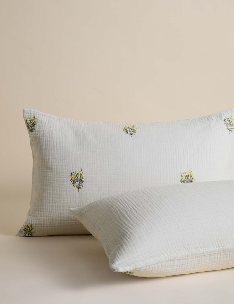 Muslin floral sprig bedding set, pure cotton - British product