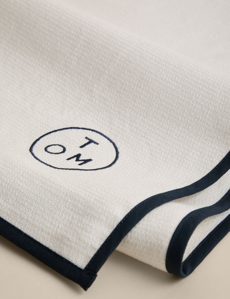 M&S X Tom Kerridge Navy Trim Chef's Cloth 50x103 cm, imported from the UK